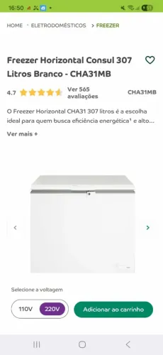 Vendo freezer horizontal Consul 309L