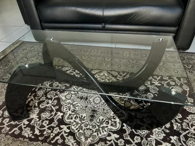 MESA DE CENTRO PREMIUM BLACK PIANO - VIDRO TEMPERADO 10MM (IMPECÁVEL)