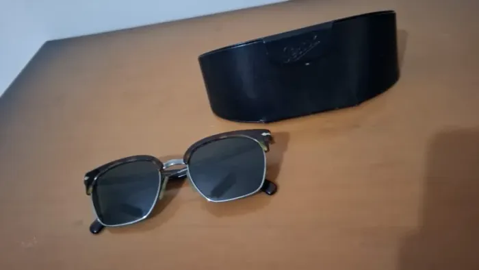 Óculos de Sol Persol Havana Quadrado Lente Verde Acetato UV e Polarizada
