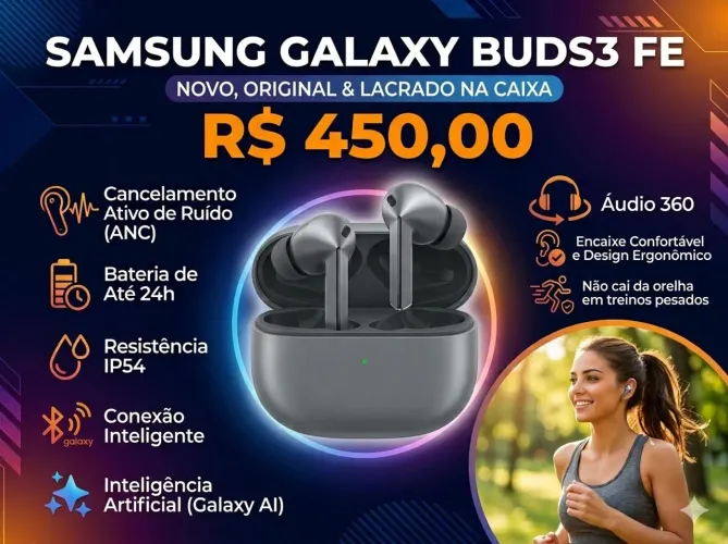 Samsung galaxy buds3 FE novo lacrado caixa N/F fone ouvido Bluetooth wireless buds 3 fan