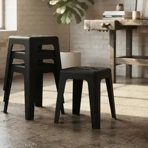 Banqueta Quadrada de Plastico Resistente