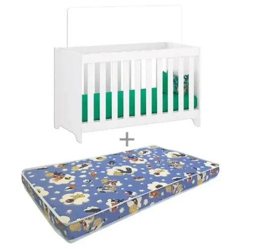Berço com colchão Ditália Multifuncional 3X1 BBI-51 Branco