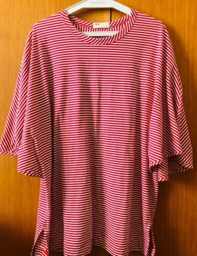 Blusa oversized listrada Ida algodão vermelho e branco PP