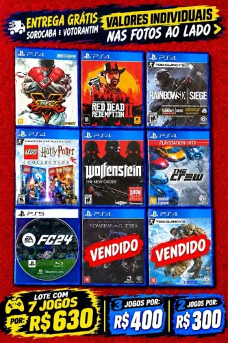 Jogos PS4 e PS5 Avulsos ou em Lote / Parcelo até 12x / Entrega Grátis Sorocaba