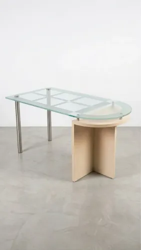Mesa para escritório e recepção com tampo de vidro