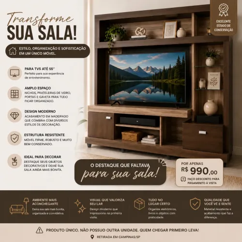 Estante Home para TV até 55? | Design Moderno | Excelente Estado