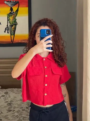 Cropped vermelho veste P/M 