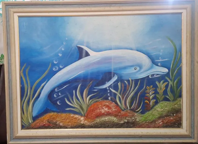 Quadro Golfinho Pintura a Óleo.