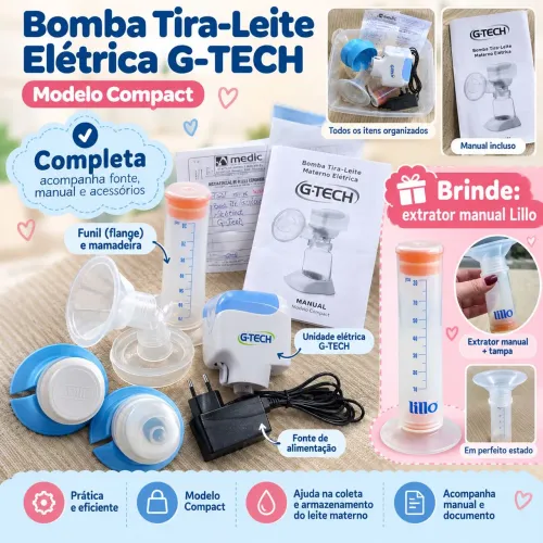 Bomba Tira-Leite Elétrica G-Tech Compact sem caixa com brinde