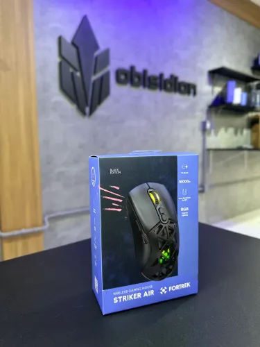 MOUSE GAMER FORTREK STRIKER AIR PRETO NOVO.