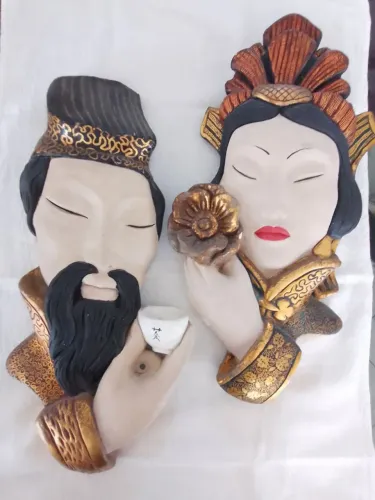 Casal chinês em cerâmica 