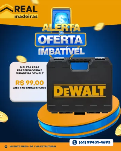MALETA PARA FURADEIRA/ PARAFUSADEIRA SEM FIO DEWALT