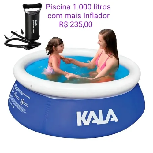 Piscina Mil litros, Acompanha Inflador Para a borda 