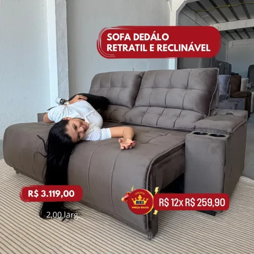 PROMOÇÃO URGENTE - Sofá de Luxo Dédalo RETRÁTIL RECLINÁVEL apenas 12x de R$259,90 Chumbo