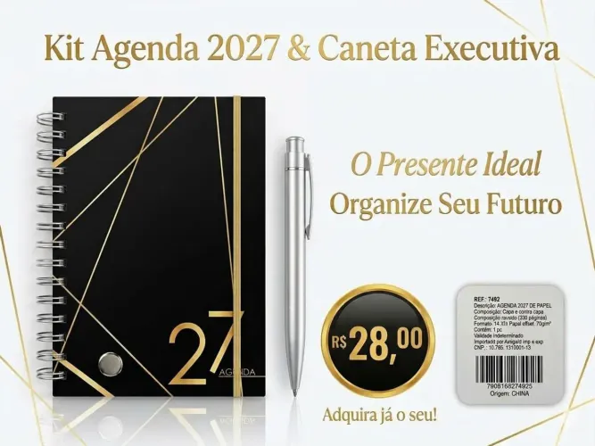 KIT AGENDA 2027 + CANETA PROFISSIONAL
