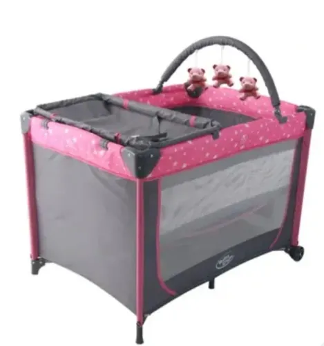 Berço Portátil Desmontável Baby Style Estrelinha Rosa