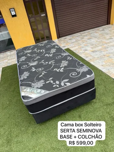 Cama box Solteiro SERTA SEMINOVA TOP - ENTREGAMOS 