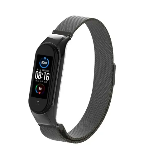 Pulseira Preta Mi Band 5 Metal Magnética