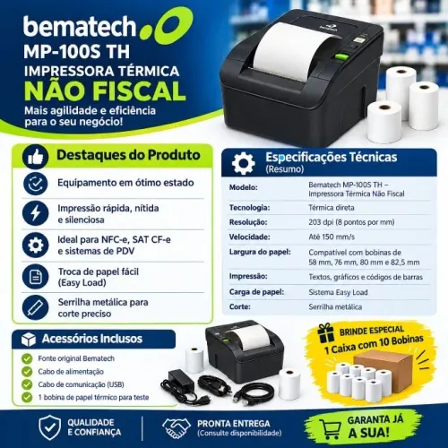 Impressora Térmica, Recibos, Comprovantes e Comandas ( Ótimo Estado)