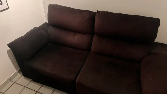 Sofá 3 lugares Reclinável Retrátil Suede Versatto Luizi - USADO