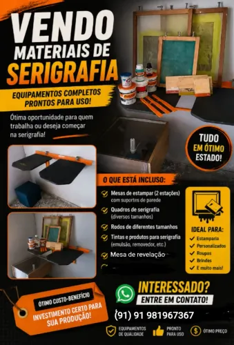 Vendo materiais de serigrafia . Invesmento $650