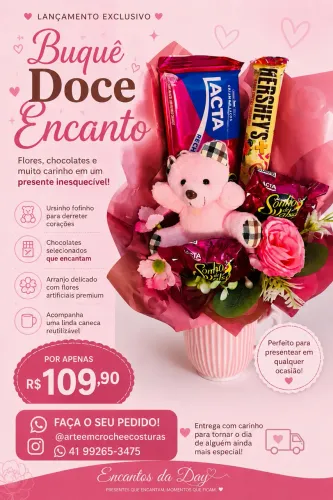 Buquê na Caneca Buquê Doce Encanto