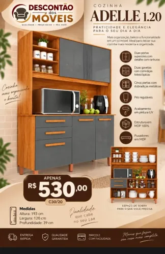 Armário de cozinha adelle 1.20