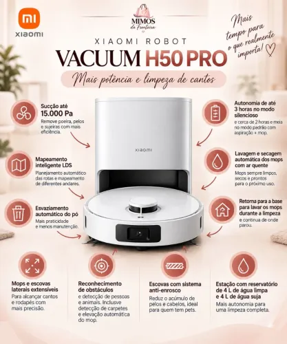 Aspirador Robô Inteligente Xiaomi Vacuum H50 Pro 220v