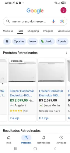 Freezer Electrolux 400L