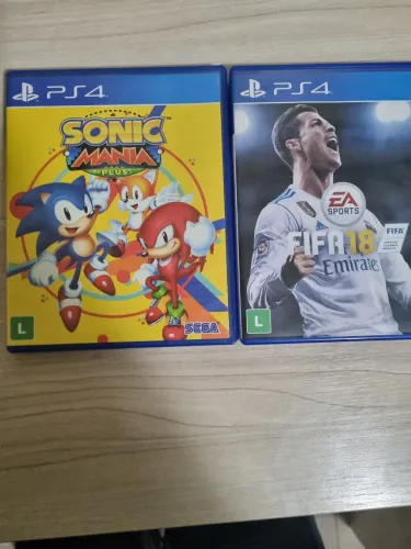 Jogos de Play 4 Fifa 18 e Sonic mania Plus