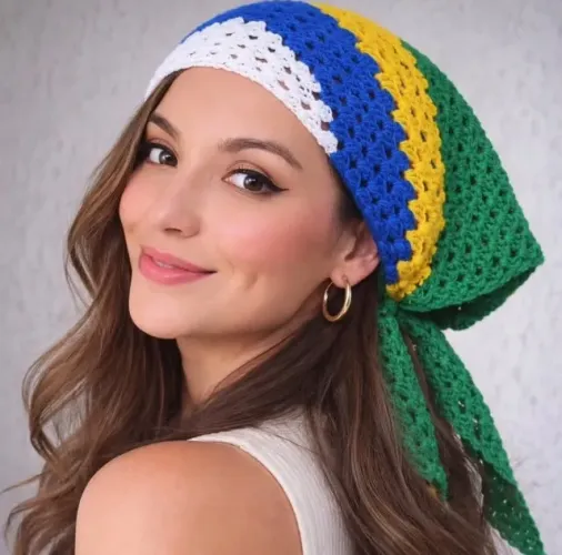 Bandana de crochê do Brasil