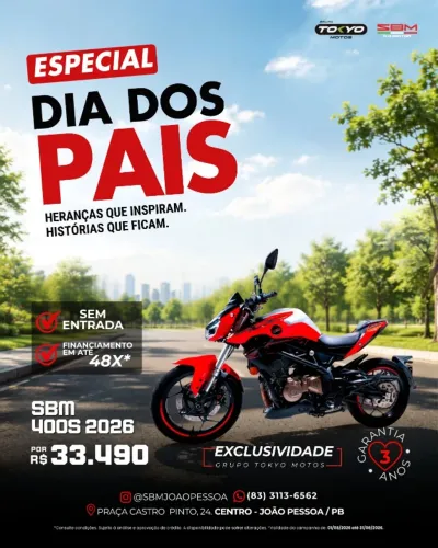 SBM 400S 2027 ABS - Financiamento em até 48x - Condições Especiais 