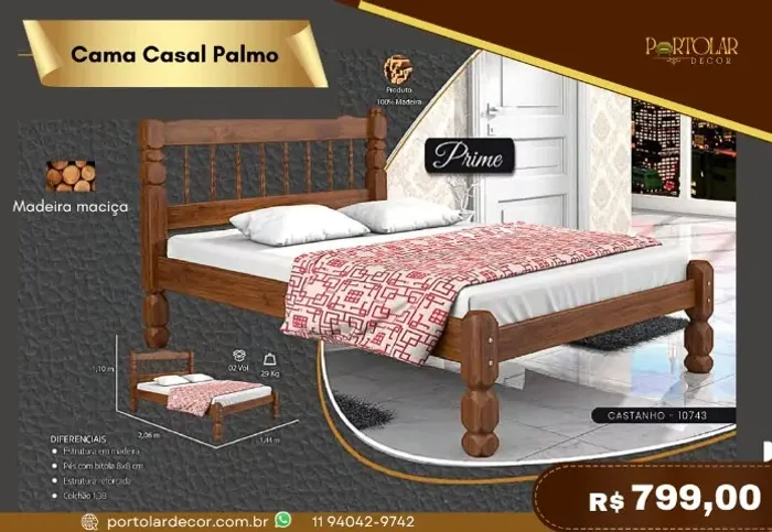 Cama casal Palmo, a pronta entrega 