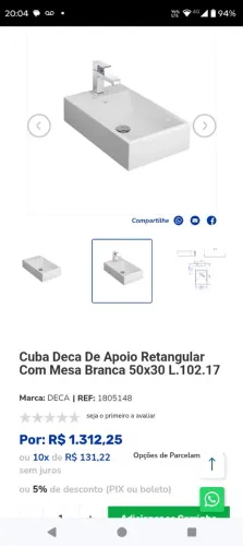 2 piá louça Deca por 700 chama no ZAP *