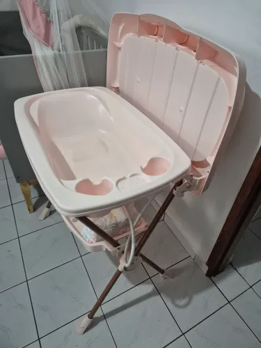 Banheira de Bebê Galzerano Classic com Trocador com Suporte Rose