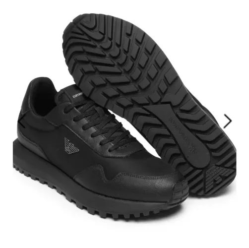 Tênis Masculino Casual Mix Saffiano Nylon EA Preto Emporio Armani