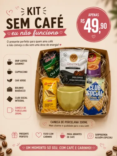 Kit mimo caneca presente paixão por café