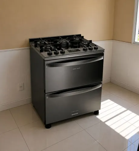 Fogão Brastemp com forno duplo. BFD5VCR