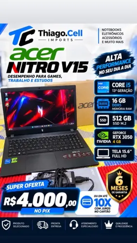 Nito v15 corr i5 13 16gb 512gb ssd rtx3050 novo