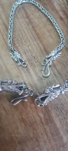 Cordão de prata indiano cabeça de dragão chinês peça única 1400$ 
