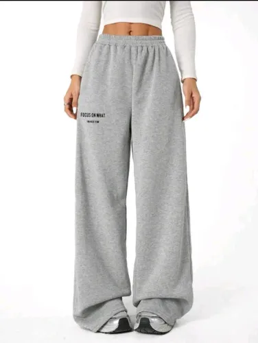 Calça moletom cinza larga Streetwear y2k