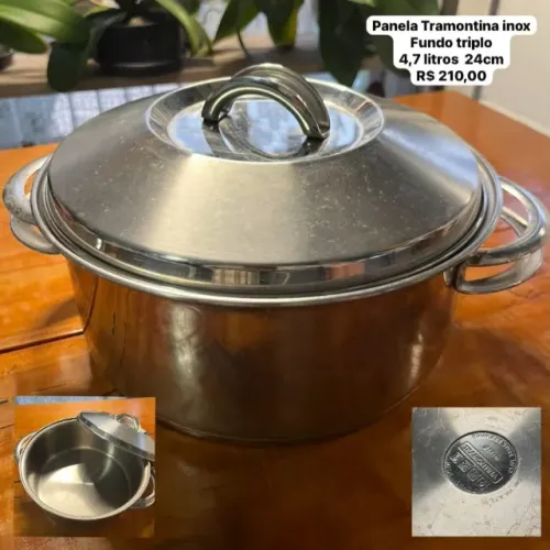 Panela Tramontina Inox fundo triplo 4,7 litros 24cm