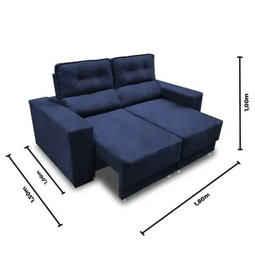 Sofá Retrátil e Reclinável 3 lugares - Rubia Suede Azul