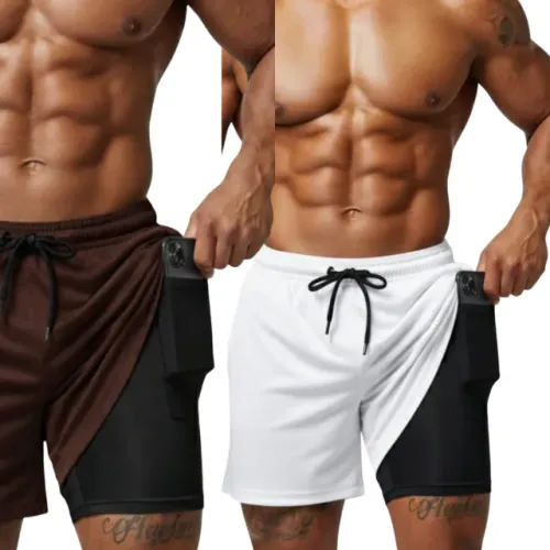 Lote de shorts masculino modelo 2 em 1 dry fit