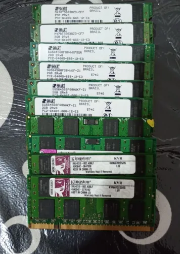 Lote 10 memórias DDR2 2gb Notebook