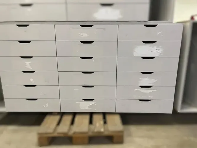 Balcão em MDF Cinza com 18 Gavetas - SEM FRETE