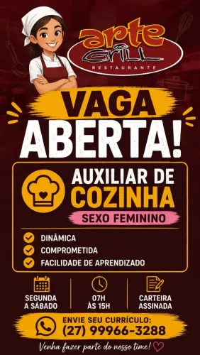 Vaga para auxiliar de cozinha