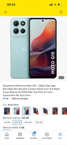 Moto g15 , NFC, câmera 50 mp com IA