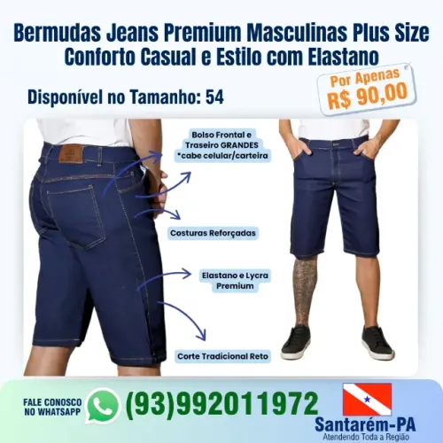 BERMUDAS PREMIUM PLUS SIZE! ? DISPONÍVEL NO TAMANHO: 54