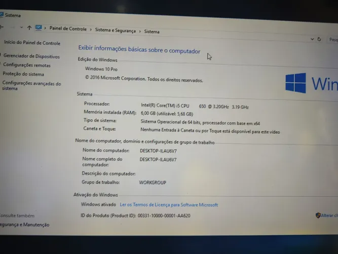 CPU Lenovo i5 650 3.20ghz + 6 gb memória ddr 3 + hd 320 falar com Ivan tele *11 wt